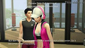 Emotional sexercise with horny girlfriend in public gym workout