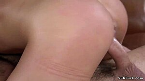 Brunette hottie fucked in bondage by stranger