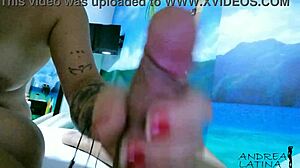 Chubby latina gives horny amateur a detailed handjob as a special gift in pov.