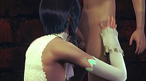 Genshin Impact yaoi - Venti gives blowjob and footjob in sissy crossdress anime