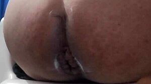 Gay guy masturbates with dildo in anal play