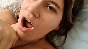 Suggestive view of Italian girlfriend destroying her shaved pussy