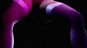 Hot Blonde Performs Striptease Dance with Music in 3D.