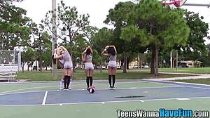 i joined a real teen lesbo threeway at the party with oral and masturbation