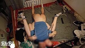 red-haired girl cums hard in missionary with legs up