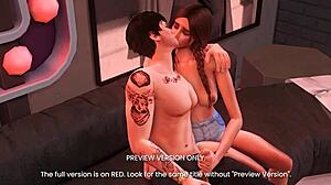 Tipsy stars kiss passionately in 3d hentai preview version!