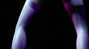 Hot Blonde Performs Striptease Dance with Music in 3D.