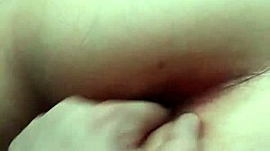 Husband intensely fingers tight pussy and ass of nerdy brunette wife