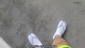 step gay dad shares emotional secret with stepson involving feet fetish