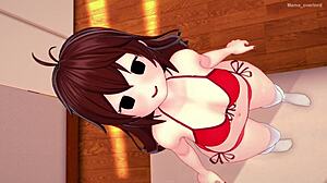 La dulce girlfriend en bikini sola en casa