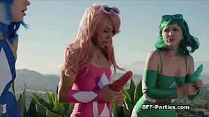 Defeated Superheros Swap Dildo and Dick in Group