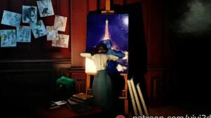 elizabeth toys her pussy and ass in solo cartoon action