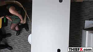 Cute teen burglar gets punished with hardcore fucking in the garage