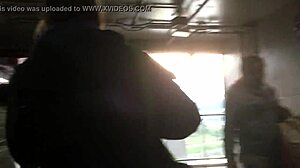 Touching The Chubby Girl's Brown Nylon Jacket Candidly On The Street