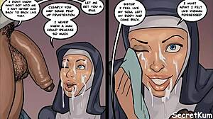 Big ass nun tries black cock in shocking first suck