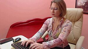 The mature secretary teases you with her body and gives jerk off instructions