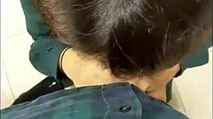 College couple bangs raw in toilet with intense insertion