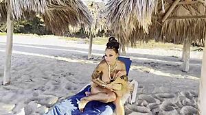 monika fox relaxing solo on the beach
