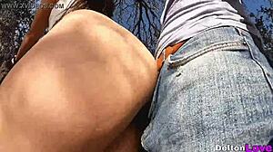 Big Tits Babe Loves Outdoor Cowgirl Riding Creampie