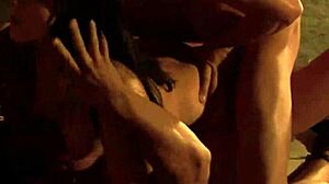 Young bitch rocks hot threesome on the ranch!