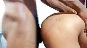 Dig that ebony teen's ass doggy style!