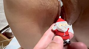 santa claus uses dildo on shaved pussy