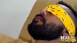 blindfolded bear avi strider jerks off solo