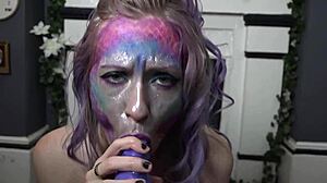 I get a POV fairy blowjob with toys and a facial cumshot in this fantasy scene.