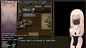 Rumina gets hypnotized in the cult and starts fingering herself in this anime game