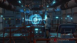 sexy blonde cuffed and fucked by shemale cyborg