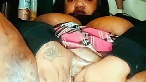 Chubby queen creaming with big tits