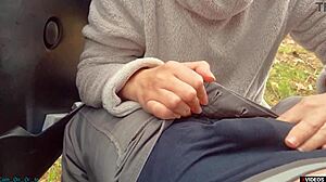 This milf gives blowjob on highway.