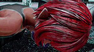 feline the blue futanari pounds with monster cock in hentai action