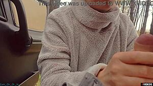 This milf gives blowjob on highway.