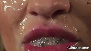 Naughty Model Gulps Every Drop of Cum After Wild Facial Blast.