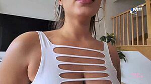 Curvy vegan step sister bends over for my thick Canadian sausage.