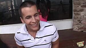 faux audition leads brunette babe to threesome