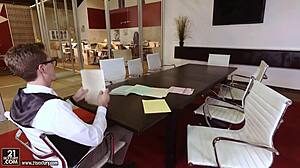 Shay Evans gives amazing footjob in the office