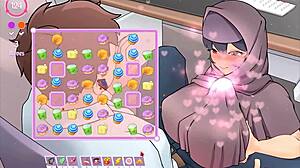 Tsundere milf giving titjob under desk in hentai game episode 5