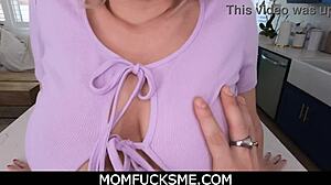 Fit Cougar's Bubble Butt Fingered Over Kitchen Counter Hard