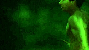 i see the sexy nude blonde girl outdoor at 10 to midnight, her hairy tits exposed