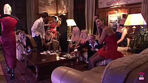 a brunette's funeral spirals into wild group sex with everyone joining