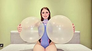 Perverted D.Va Blows and Rides Giant Balloons