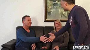 Busty German Milf Takes Two Cocks