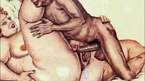 Ilustración erótica vintage de anime hentai retro con sensación antigua