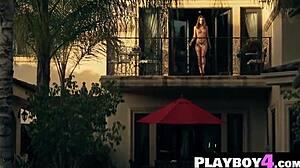 Petite teen Roos Van Montfort reveals sweet small tits in wild car expose