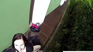 Out-of-town blonde teen gets bent over and fucked outside in pov