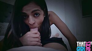 Petite Latina Teen Sucks Big Cock Sloppily In POV