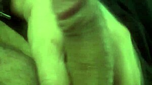 Suggestive bathroom encounter with a large figure