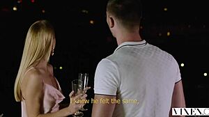 Blonde beauty can't wait for sex